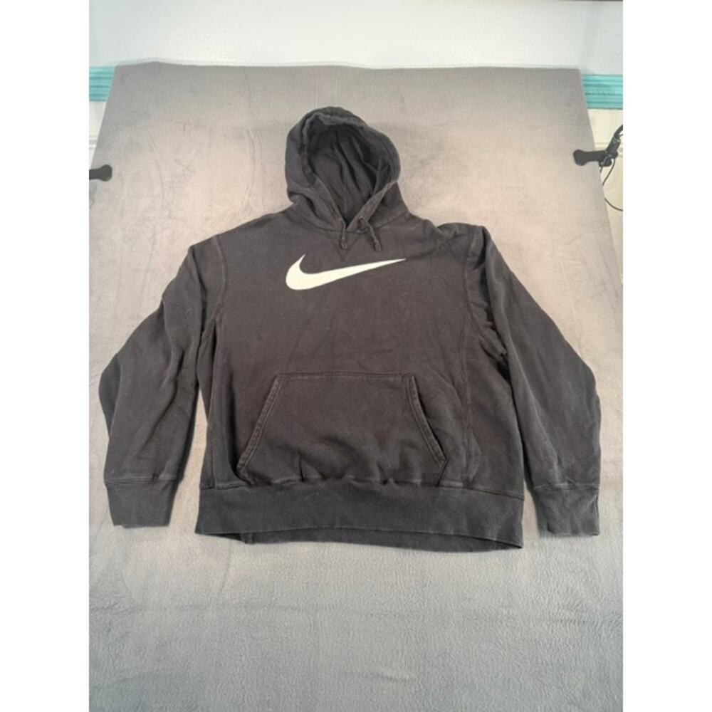 VINTAGE Y2K NIKE BIG CENTER SWOOSH HOODIE ( BLACK SIZE XXL